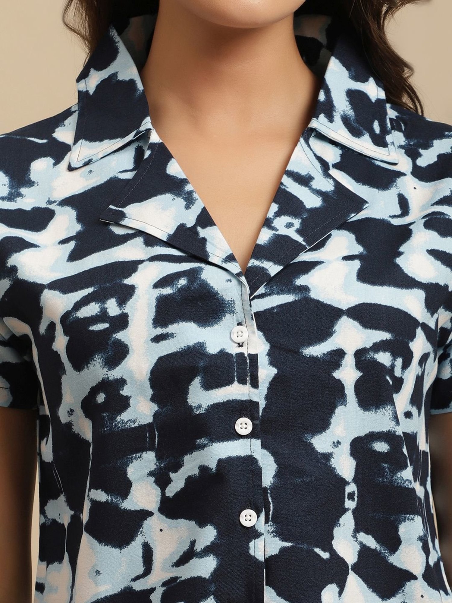 Boston Club Navy Tie & Dye Shirt Pyjama Set