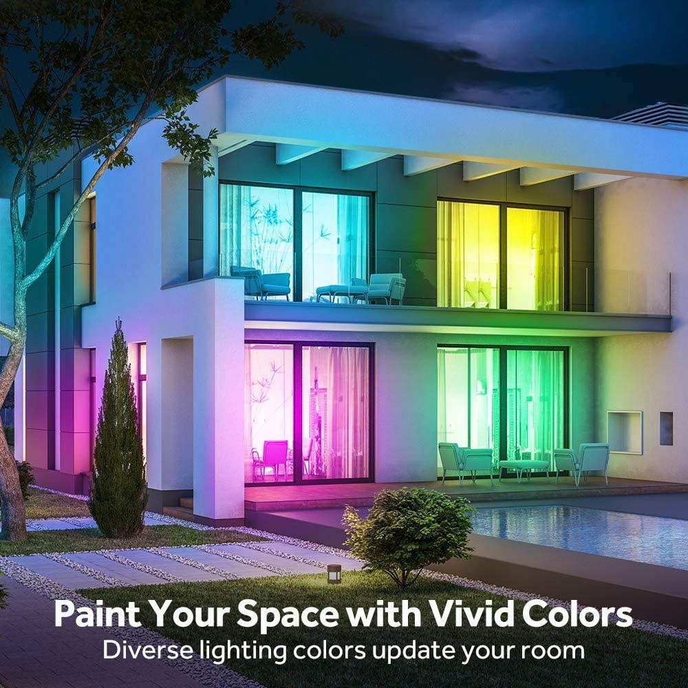 Govee LED Strip Lights 65.6ft RGB Light Strip with Remote Control 600 Bright LEDs DIY Color Options with ETL Listed Adapter for Bedroom Ceiling Under Cabinet (2 Rolls of 32.8ft)