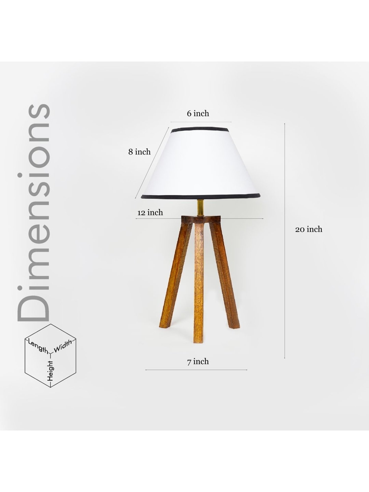 Kapoor Lamp Shades Honey & White Wood Griffith Tripod Cotton Shade Table Lamp