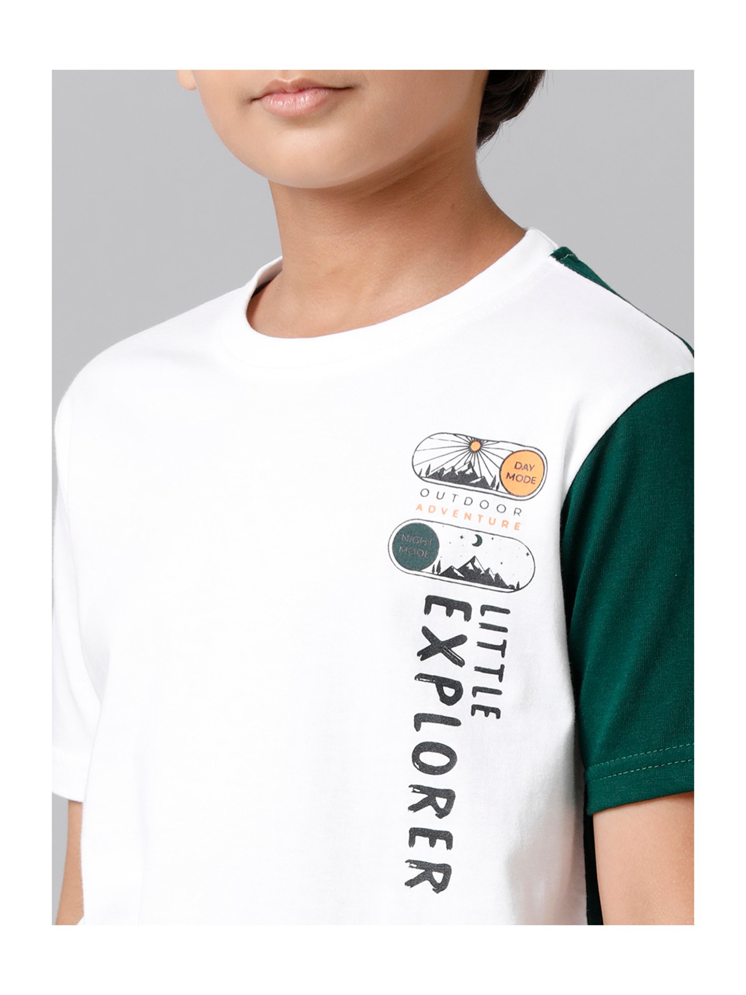 Under Fourteen Only Boys White Color Block T-Shirt