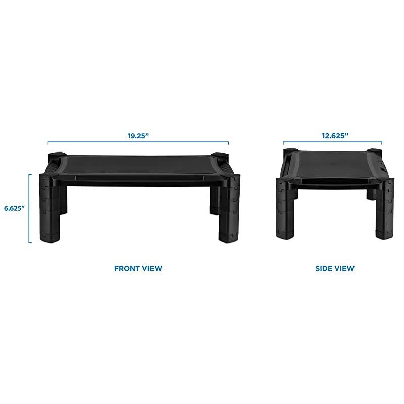 Desktop Computer Monitor Riser Height Adjustable Tabletop Stand Shelf for PC and Laptop Displays and Printers 19 x 13 Inch 66 High Black