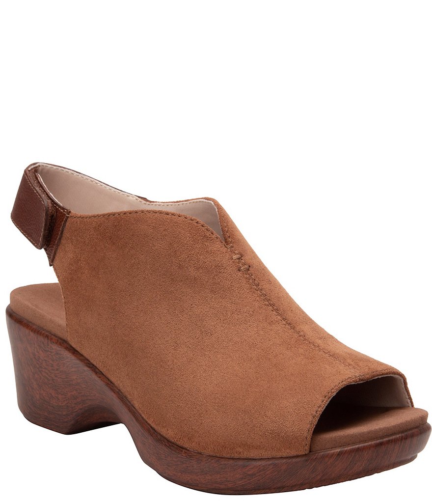 Alegria Rosie Suede Peep Toe Wedge Slingback Pumps
