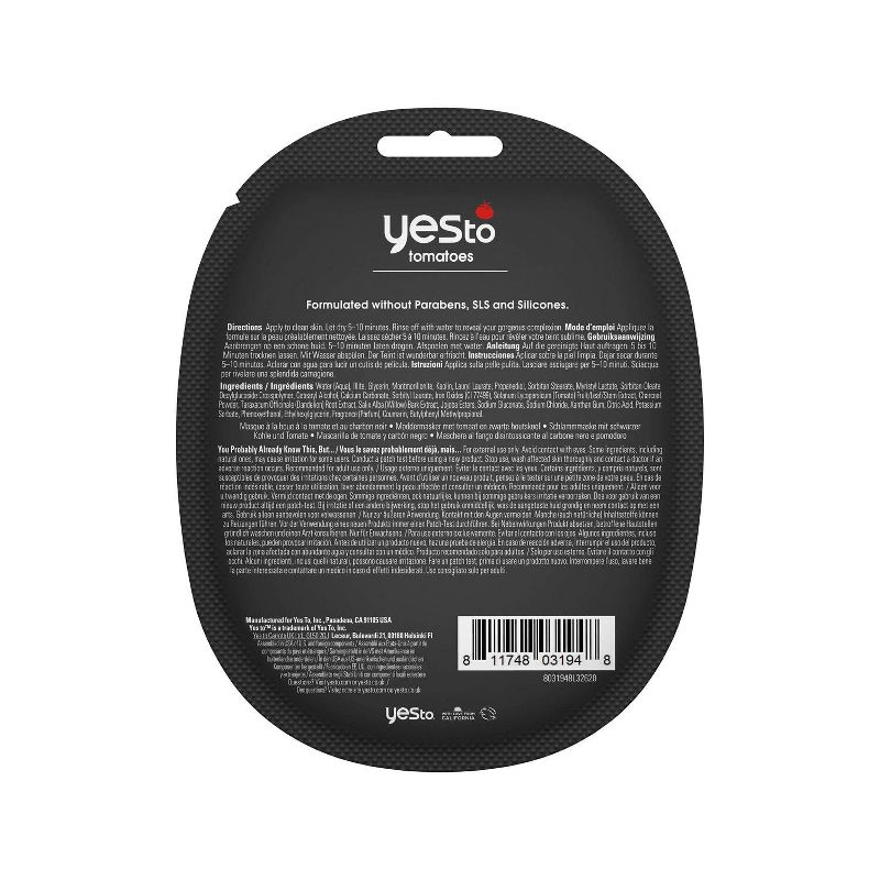 Yes To Tomatoes Detoxifying Black Charcoal Mud Mask - 0.33 fl oz