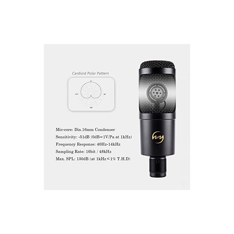 USB Microphone  PC Condenser Mic for Mac or Windows Laptop and Computer ZY905 Desktop Microphone for Gaming Recording Live Streaming YouTube Videos Black