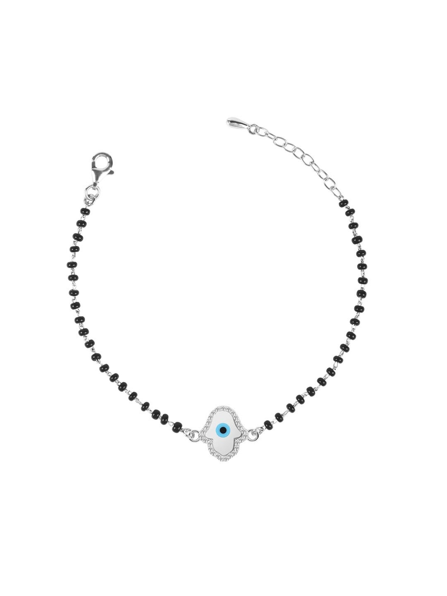 Clara 92.5 Sterling Silver Evil Eye Hamsa Mangalsutra Bracelet for Women