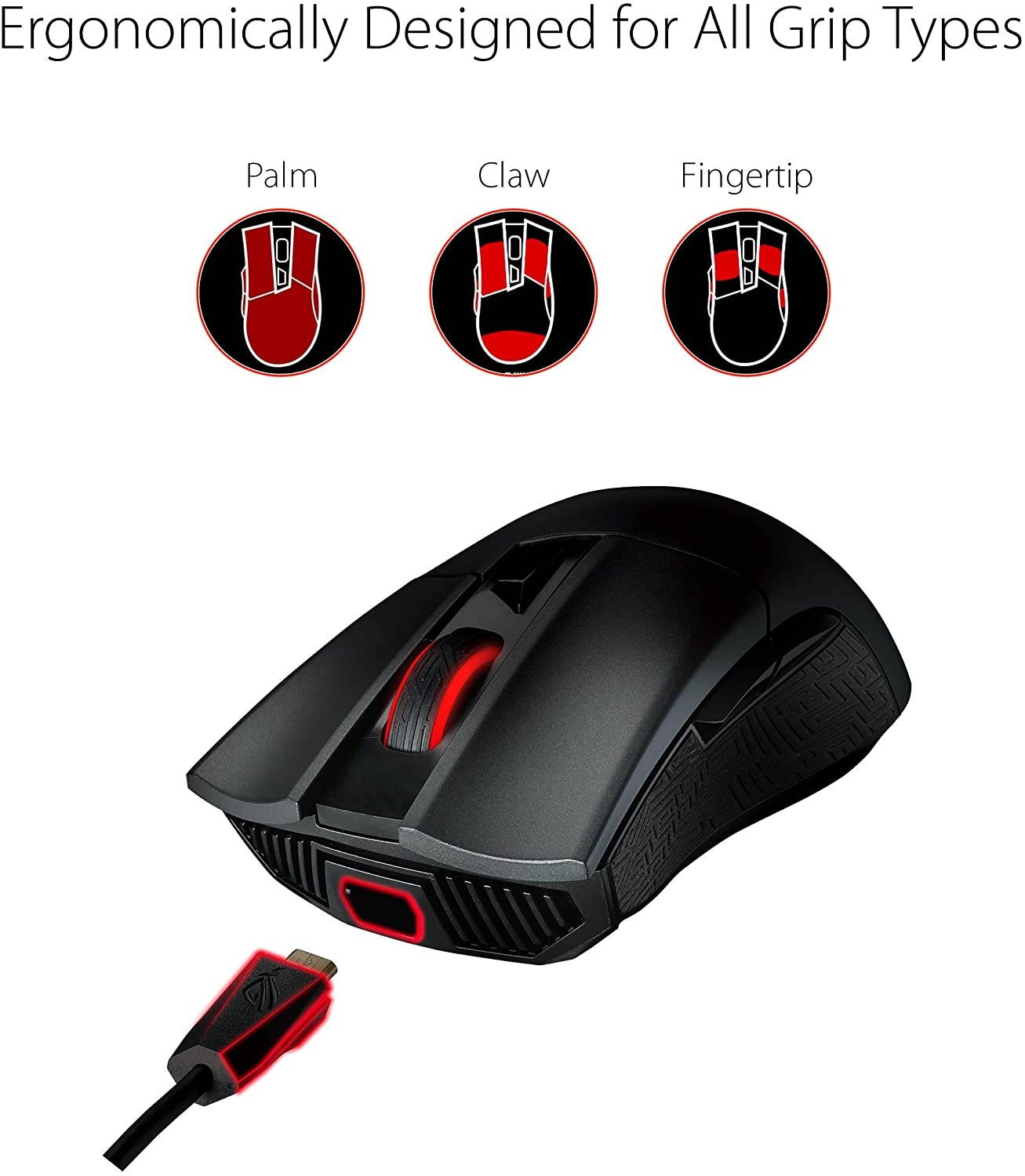 ASUS Wireless Optical Gaming Mouse for PC - ROG Gladius II | Right-Hand Grip | 12000 DPI Optical Sensor 400 IPS Omron Switches | 6 Programmable Buttons | Aura Sync RGB Lighting ROG Armoury II
