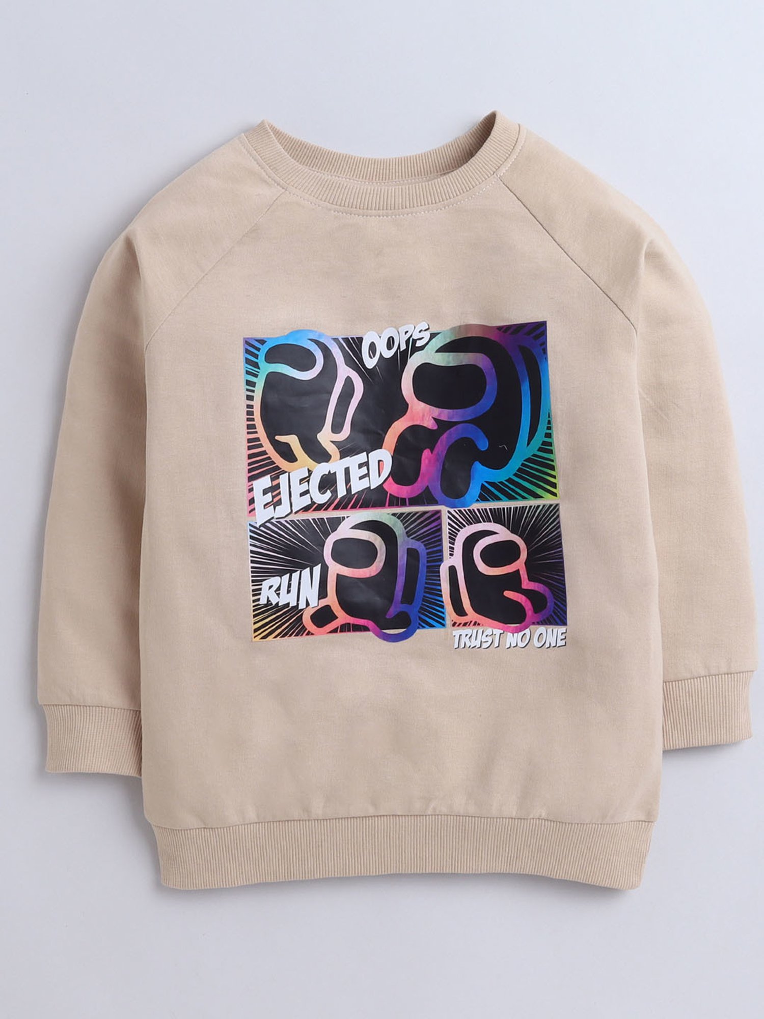 BUMZEE Beige Boys Full Sleeves Cotton Sweatshirt Age - 6-7 Years