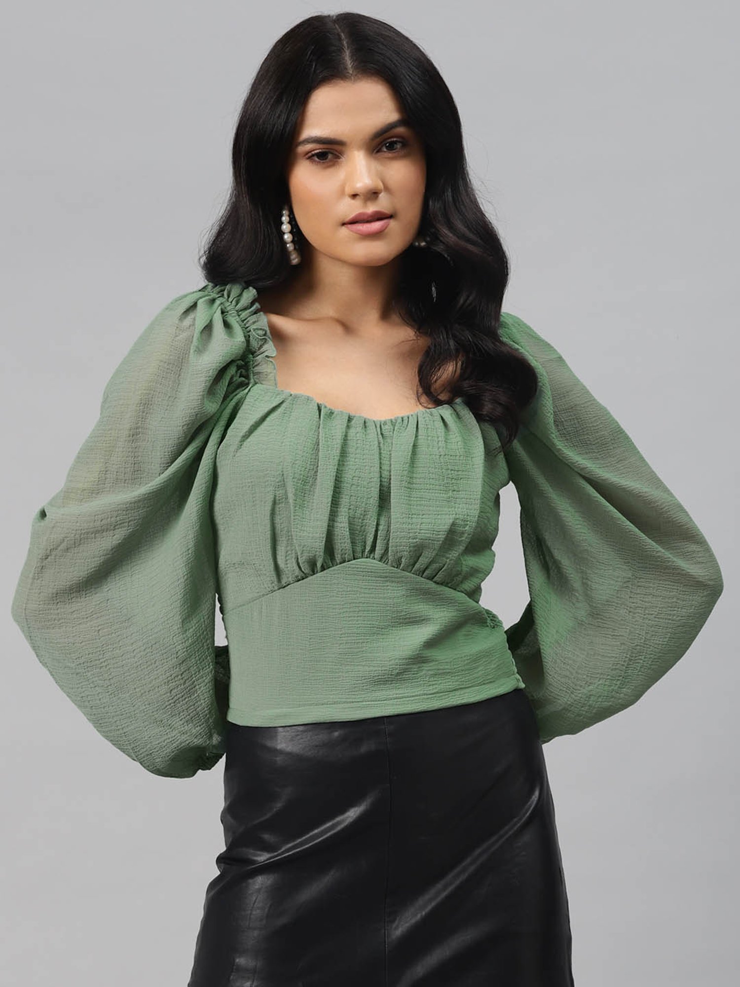 Melon by PlusS Sea Green Regular Fit Top