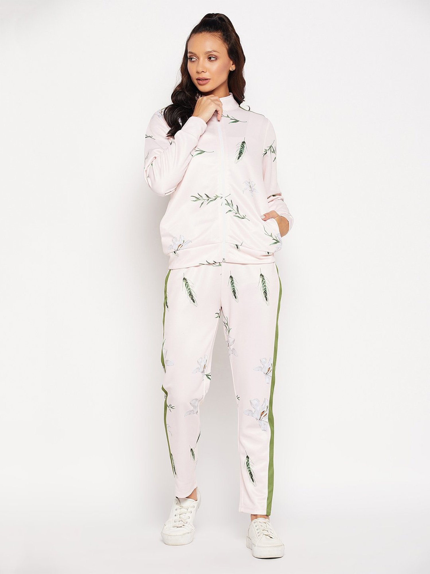 EDRIO Light Pink Cotton Printed Tracksuit
