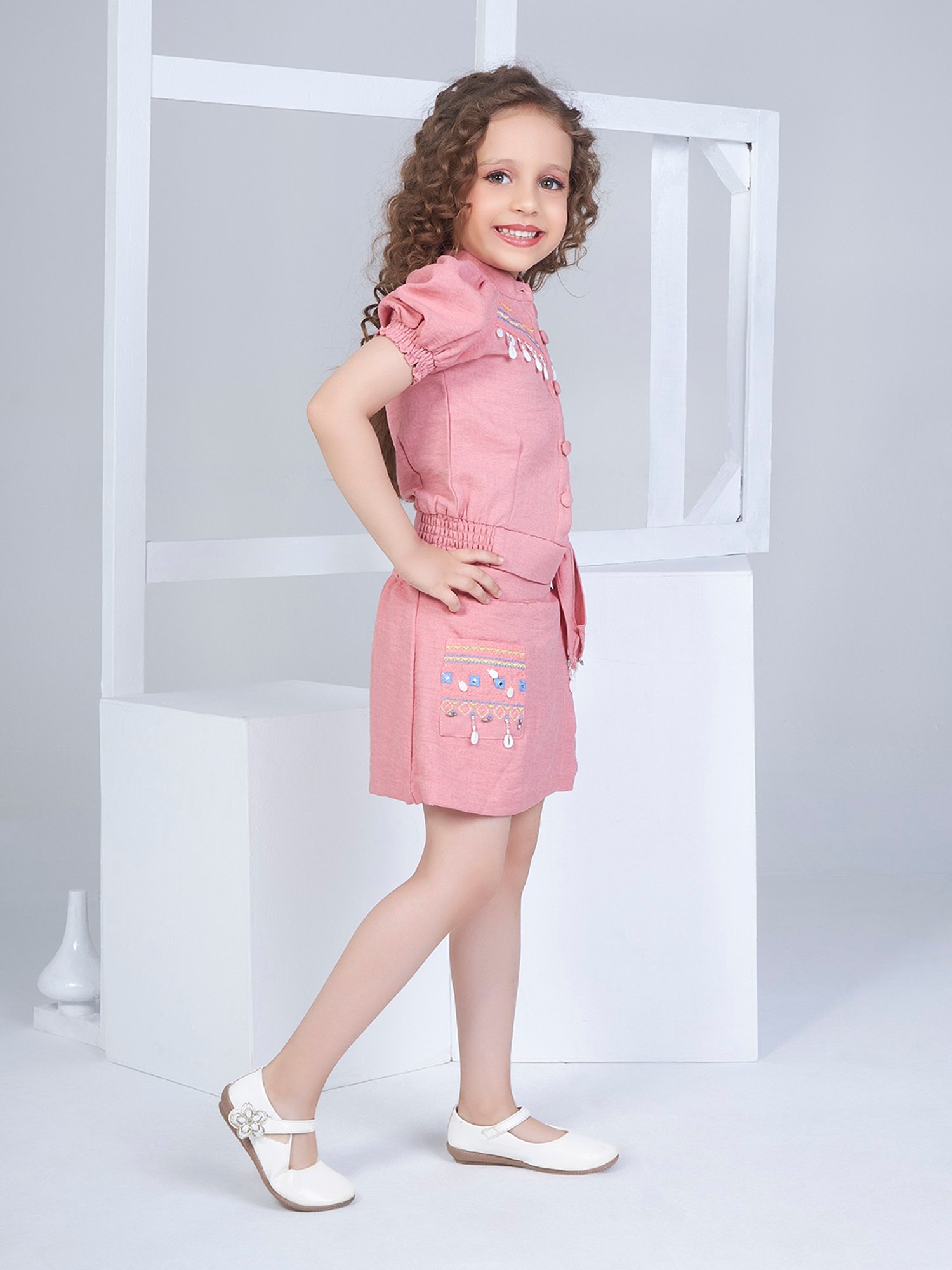 Peppermint Kids Purple & White Floral Print Top with Culottes