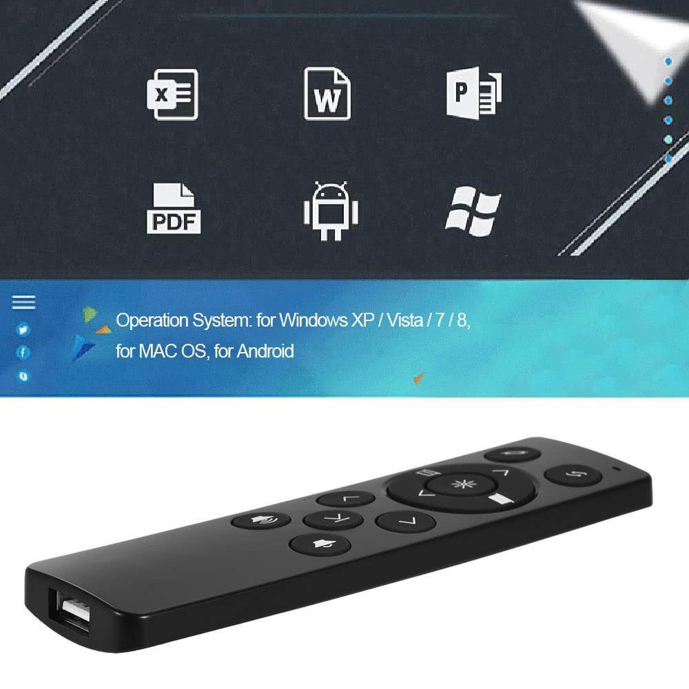 2.4GHz Wireless Multifunctional Presenter PowerPoint PPT Clicker Remote Control Plug and Play Black