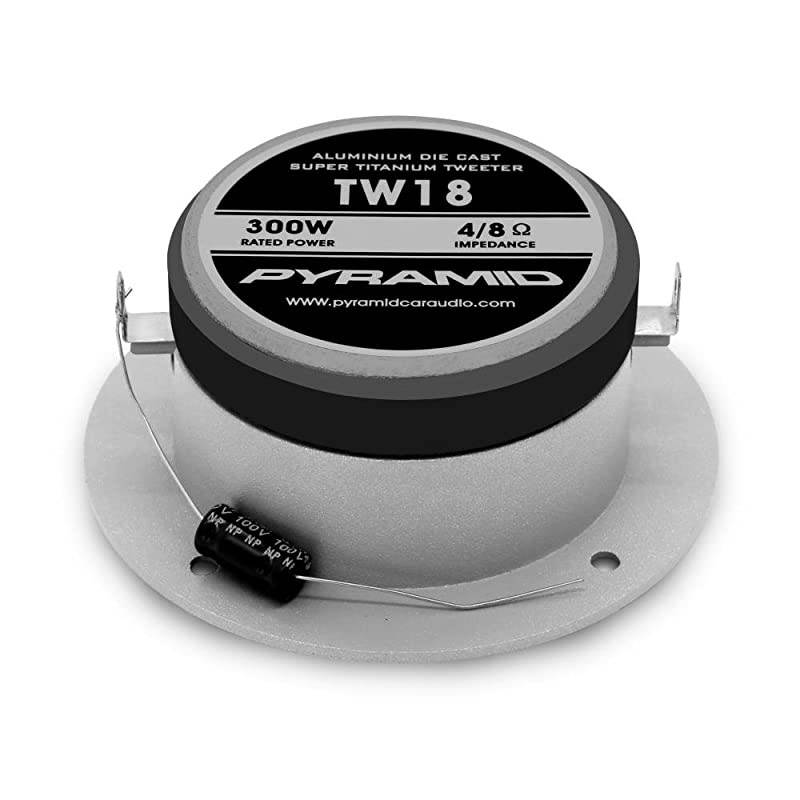 3.25" Car Audio Speaker Tweeter - 300 Watt High Power Aluminum Bullet Horn with 1 Inch Super Titanium Tweeters, 2 kHz - 25 kHz Frequency, 96 dB, 4 Ohm, Heavy Duty 30 oz. Magnet -  TW18 (Pair)