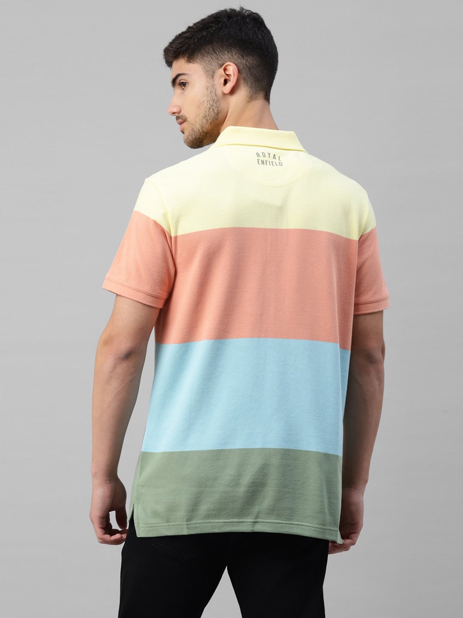 Royal Enfield Bold YD Multicolor Regular Fit Striped Polo T-Shirt