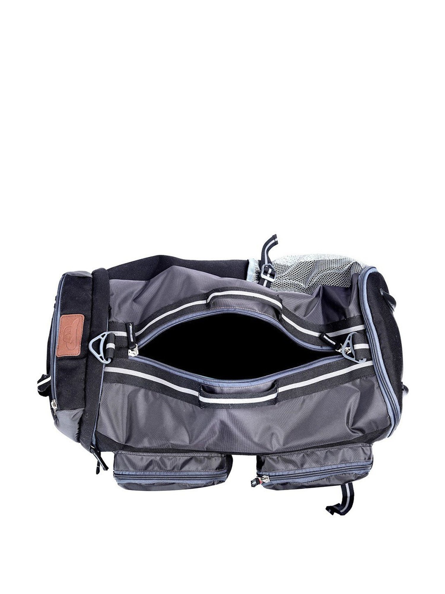 Leather World 45 Ltrs Black & Grey Medium Convertible Rucksack Backpack