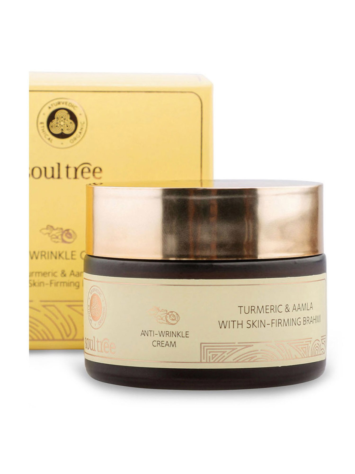 SoulTree Anti-Wrinkle Cream Turmeric & Aamla with Skin Firming Brahmi - 50 gm | Ayurvedic Cream