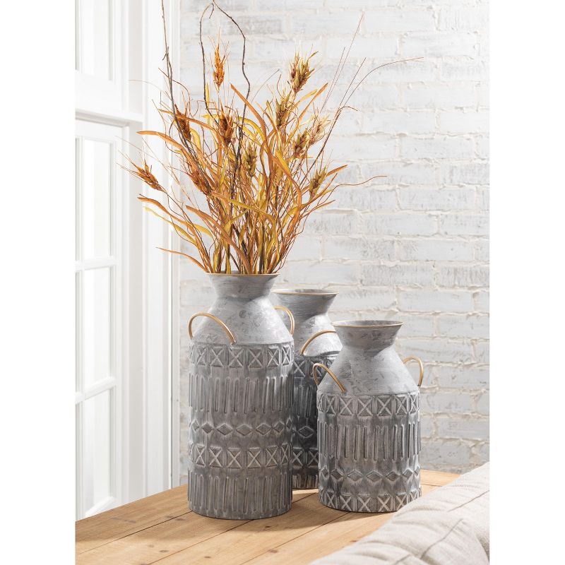 Sullivans Metal Urn with Handle Set of 3, 17.5"H, 15.5"H & 13.5"H Silver