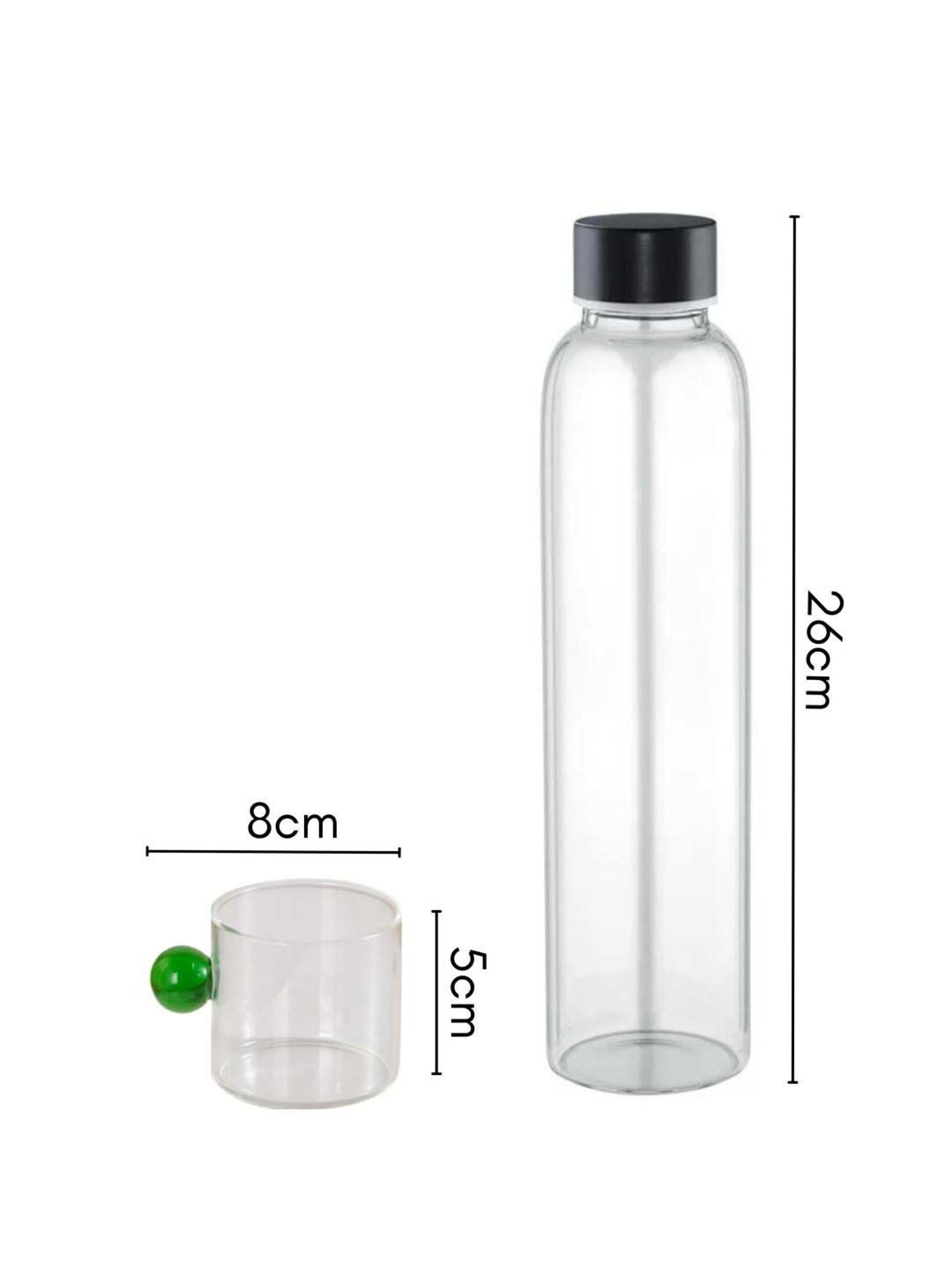 Nestasia Transparent Mini Espresso Shot Glass Cup with Green Colored Handle, 70ml