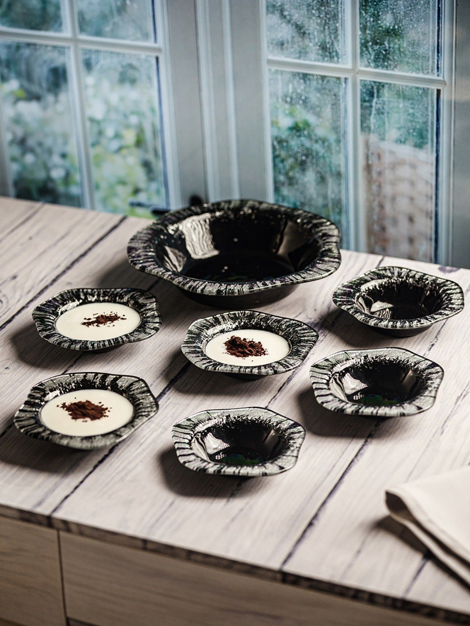 Trovea's Black Glass Pudding Set