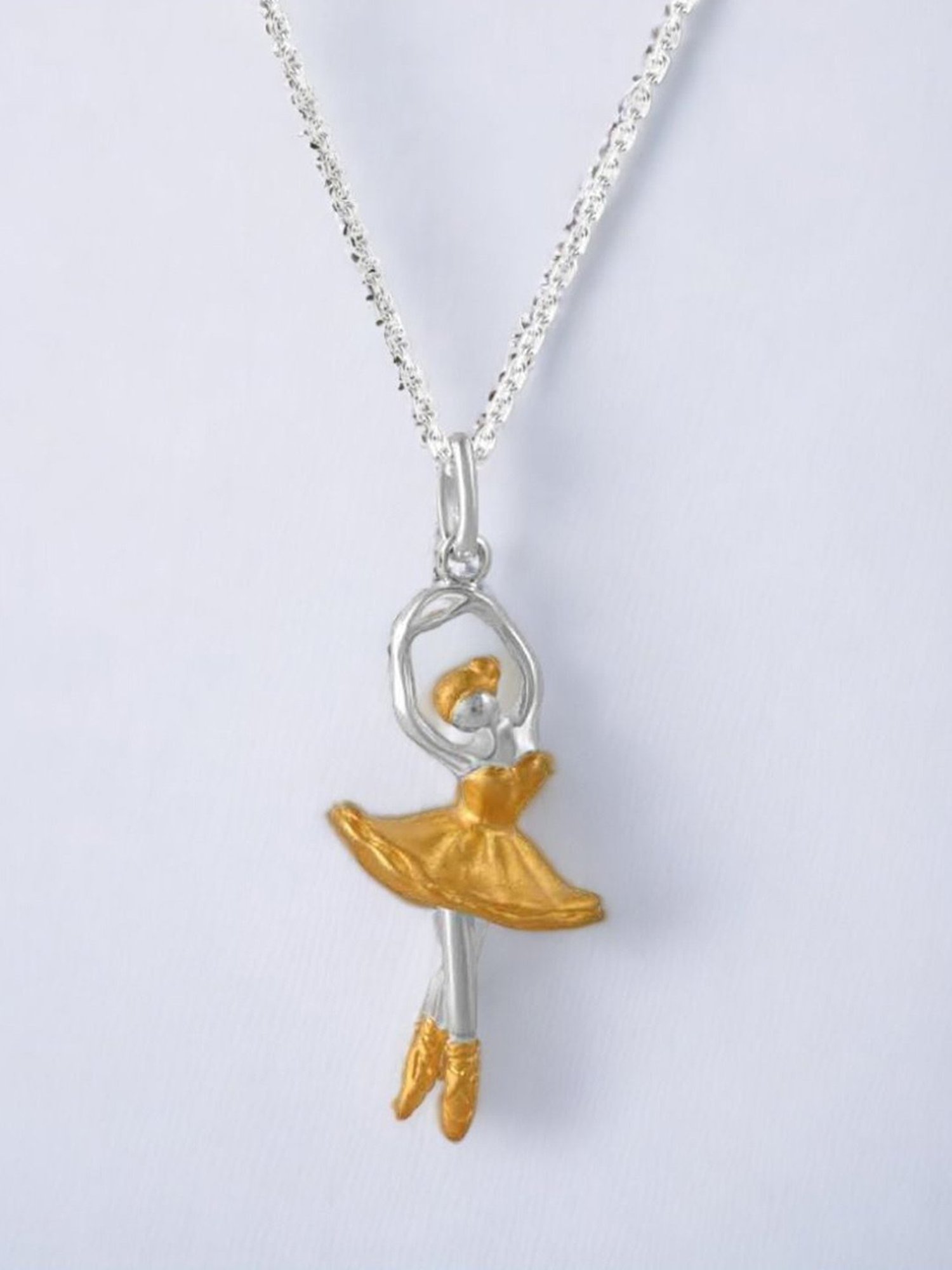 Rihi by P.C. Chandra Jewellers 925 Silver Dancing Doll Pendant, Chain & Earring Set for Women