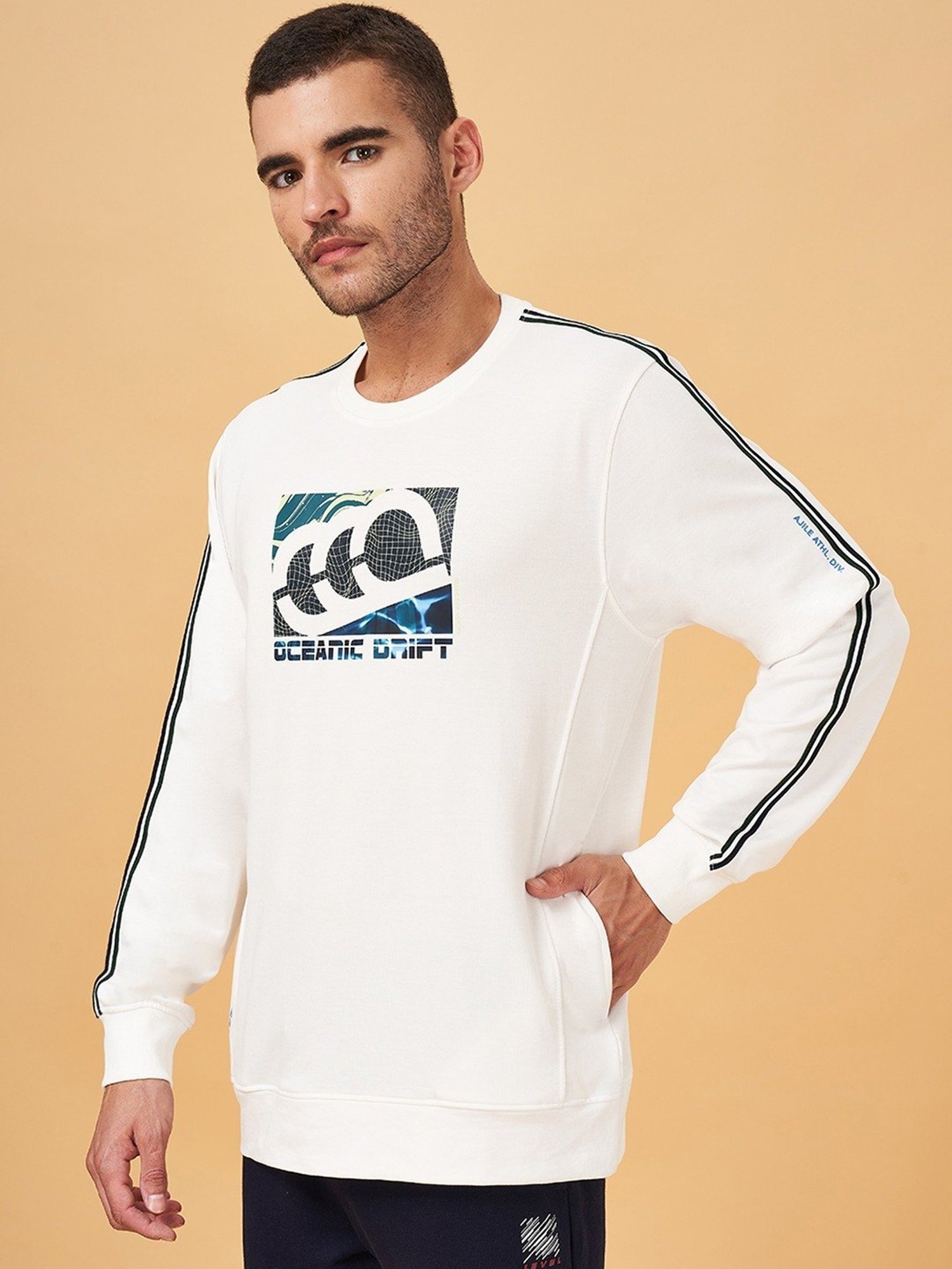 Ajile by Pantaloons White Slim Fit Printed T-Shirt