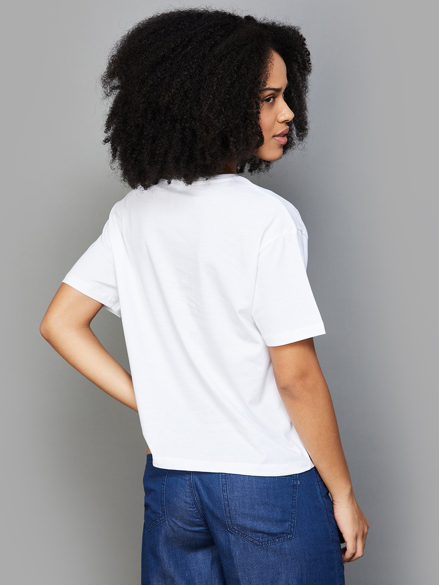 Fame Forever by Lifestyle White & Black Cotton Printed T-Shirt