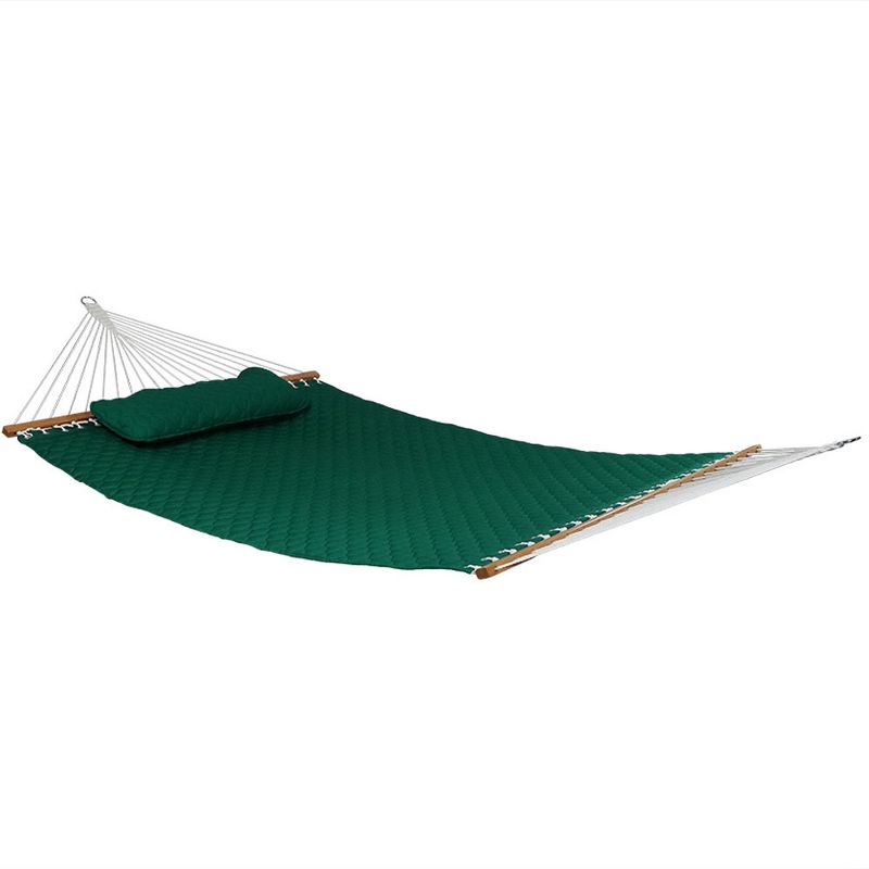 Sunnydaze 2-Person Heavy-Duty Quilted Design Double Hammock with Stand - 350 lb Weight Capacity - Green