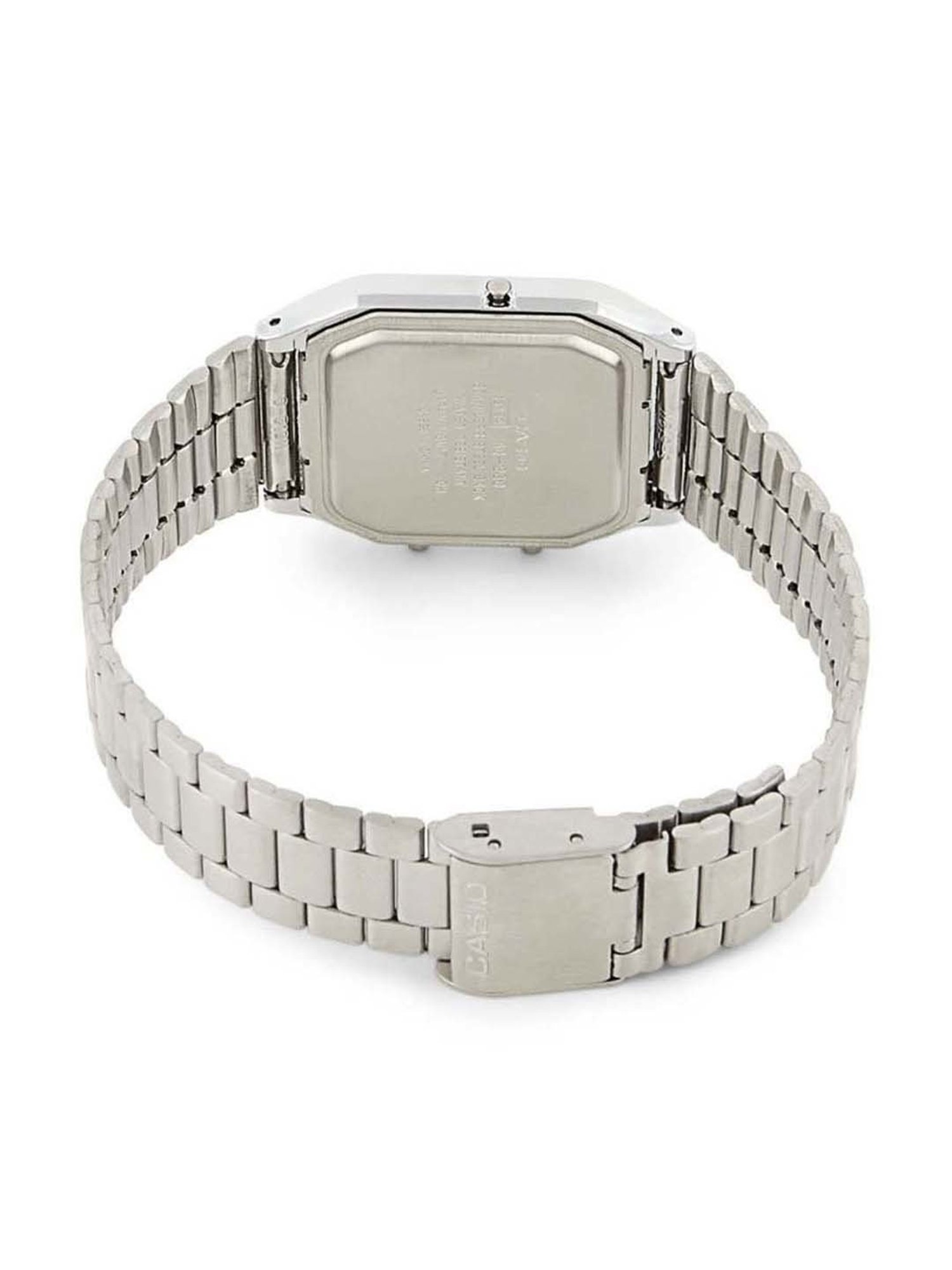 Casio Vintage AQ-230A-1DHDF Black Analog-Digital Dial Silver Stainless Steel Band AD01