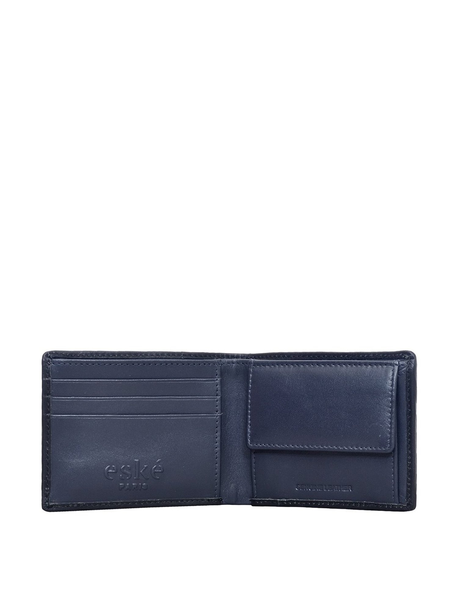 Eske Blue Casual Leather Bi-Fold Wallet for Men