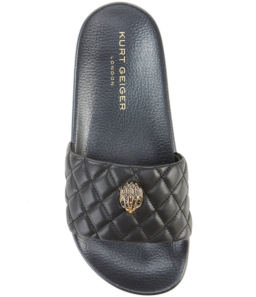 Kurt Geiger London Meena Eagle Head Ornament Quilted Pool Slides