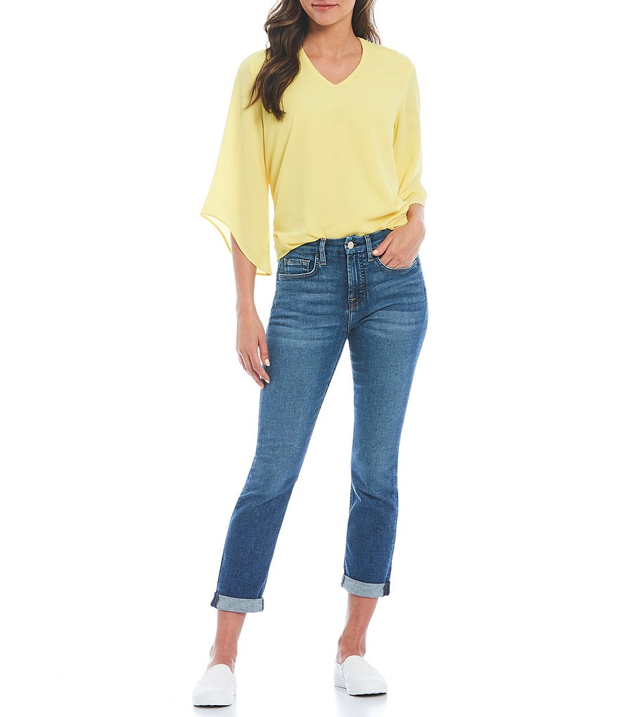 JEN7 by 7 for All Mankind Slim Boyfriend Stretch Denim Roll Cuff Jeans