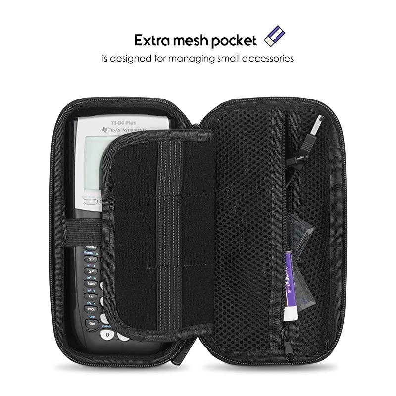 Hard EVA Case for Texas Instruments Ti-84 Plus CE, Durable Travel Storage Carrying Box Protective Bag for Ti-84 Ti-83 Ti-85 Ti-89 Ti-82 Plus/C CE Graphing Calculator and More &ndash;Black