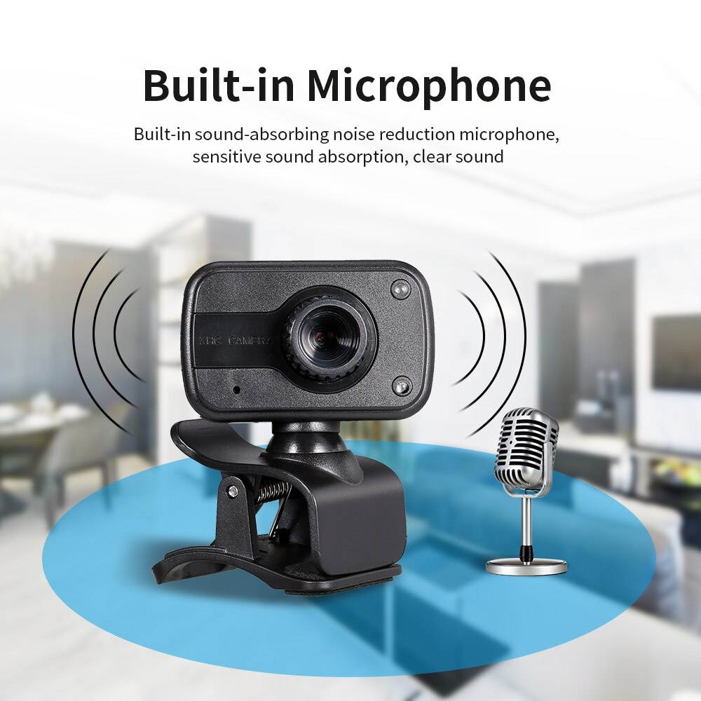Professional Web Camera Manual Focus Webcam Desktop Laptop Camera Drive-free Web Camera with Mic with LED Fill Light Lamp