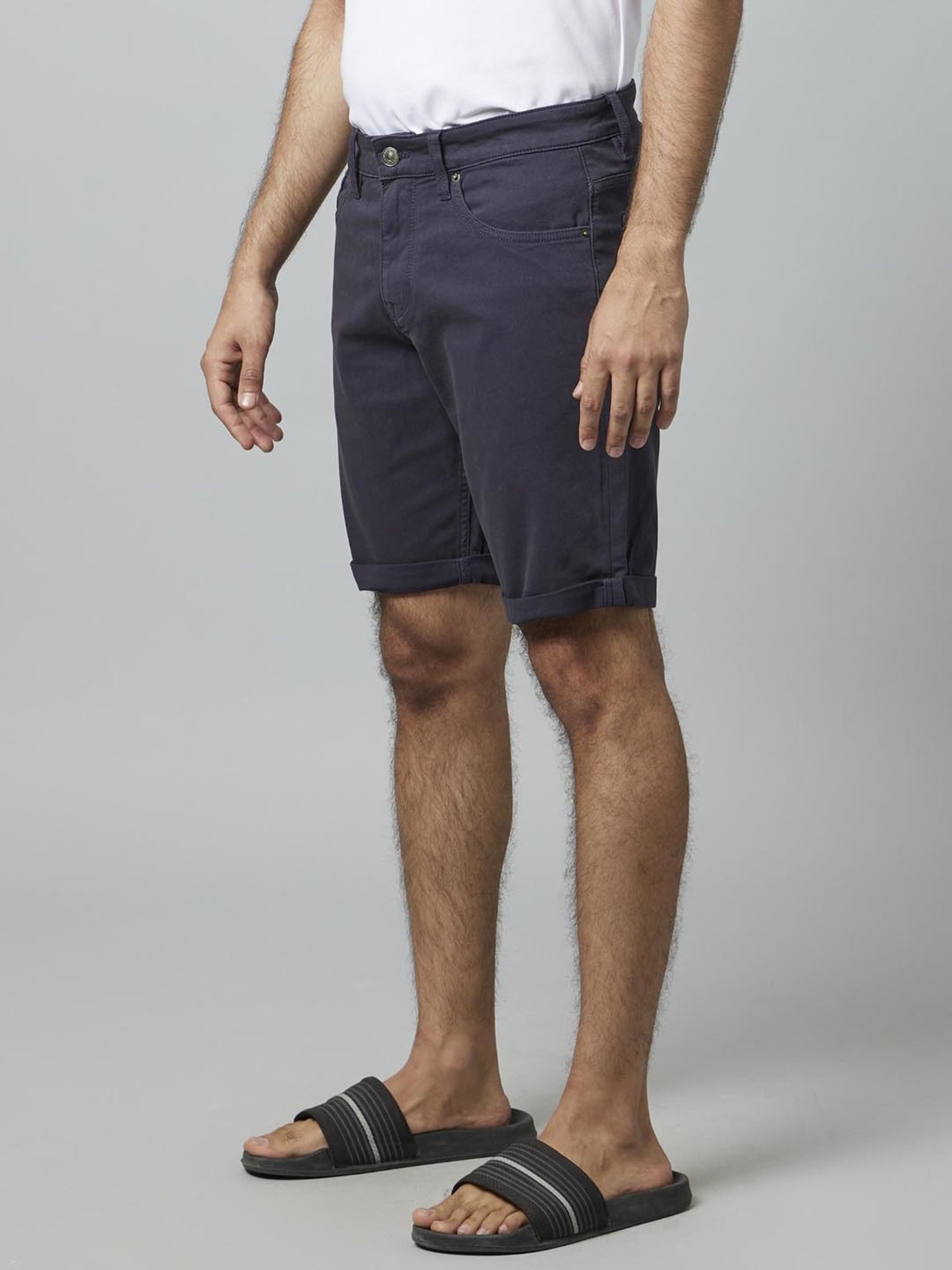 Celio* Navy Cotton Regular Fit Shorts