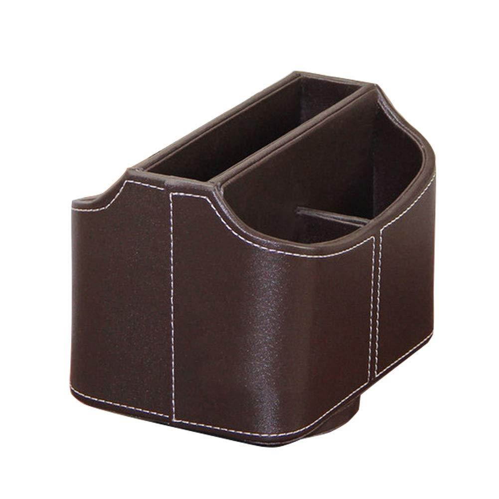 Fosinz Remote Control Holder Organizer Leather Control Storage TV Remote Control Organizer with 5 Spacious Compartments (Spinning Brown)