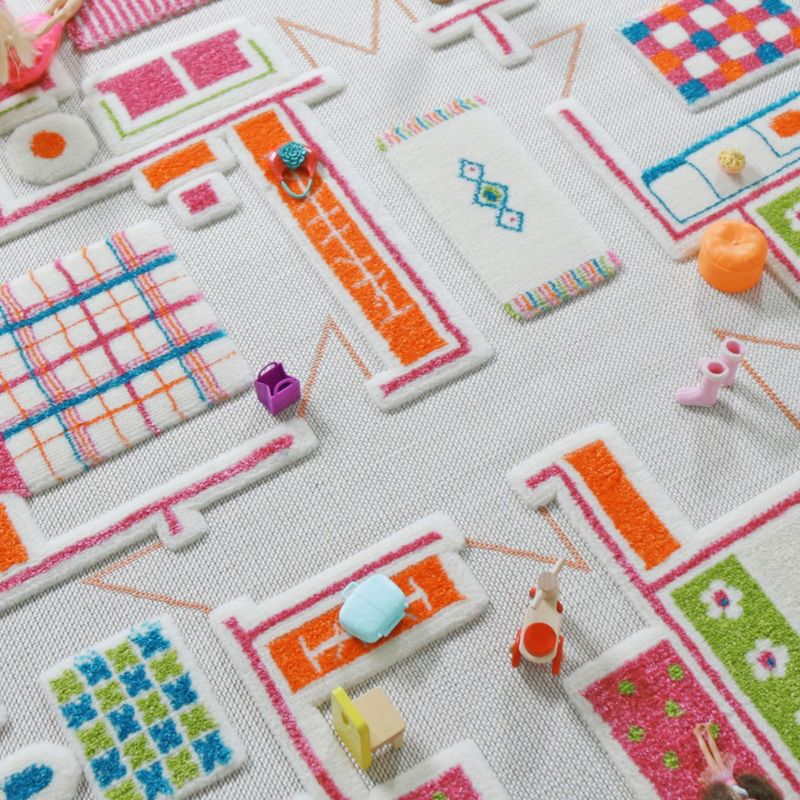 IVI 3D Play Carpets 121MD015YE10153 59 x 39 Inch Play House Educational Toddler Mat Rug for Bedroom, Kids Den, or Playroom, Medium