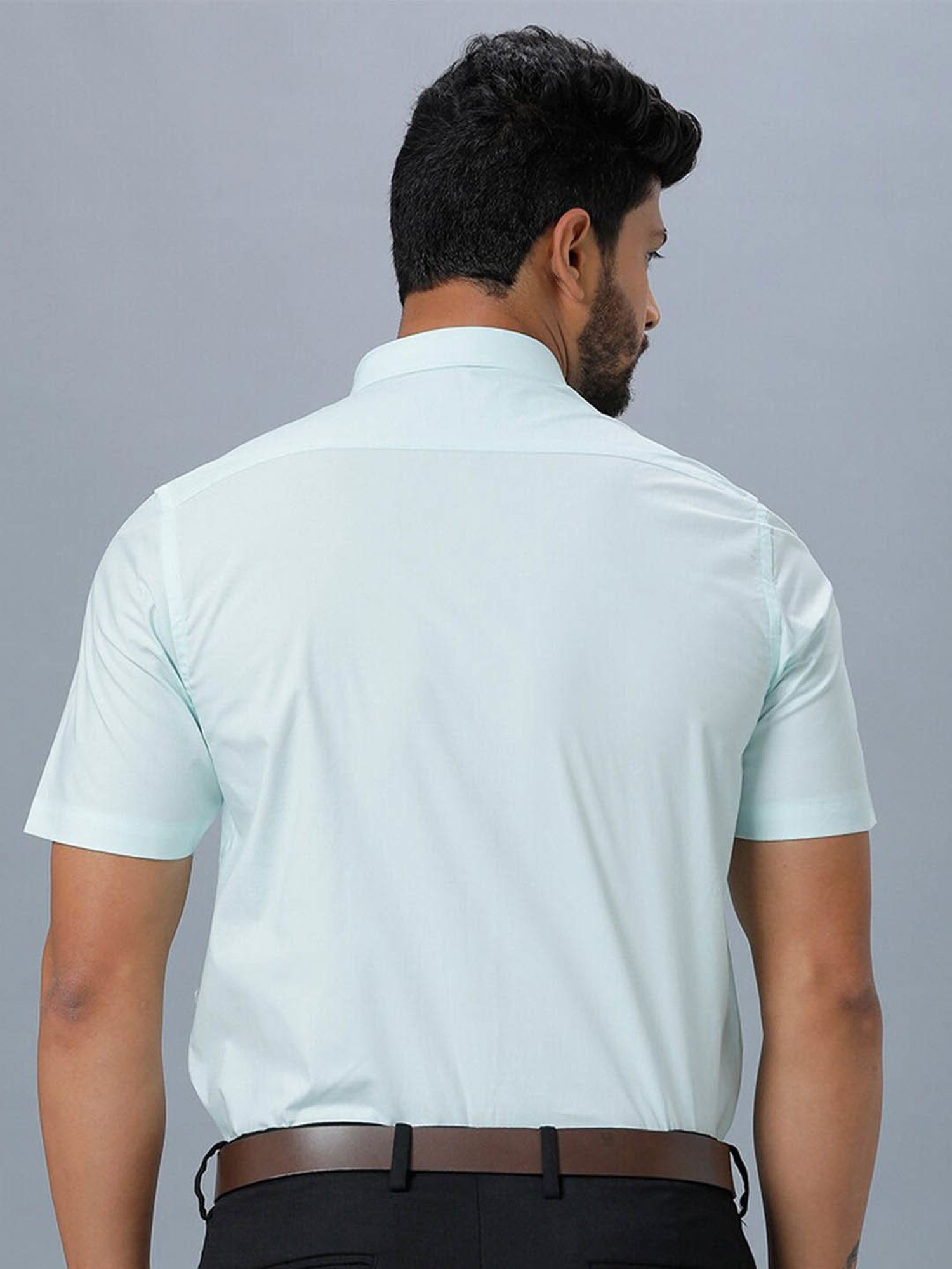 Ramraj Sky Blue Cotton Regular Fit Shirt