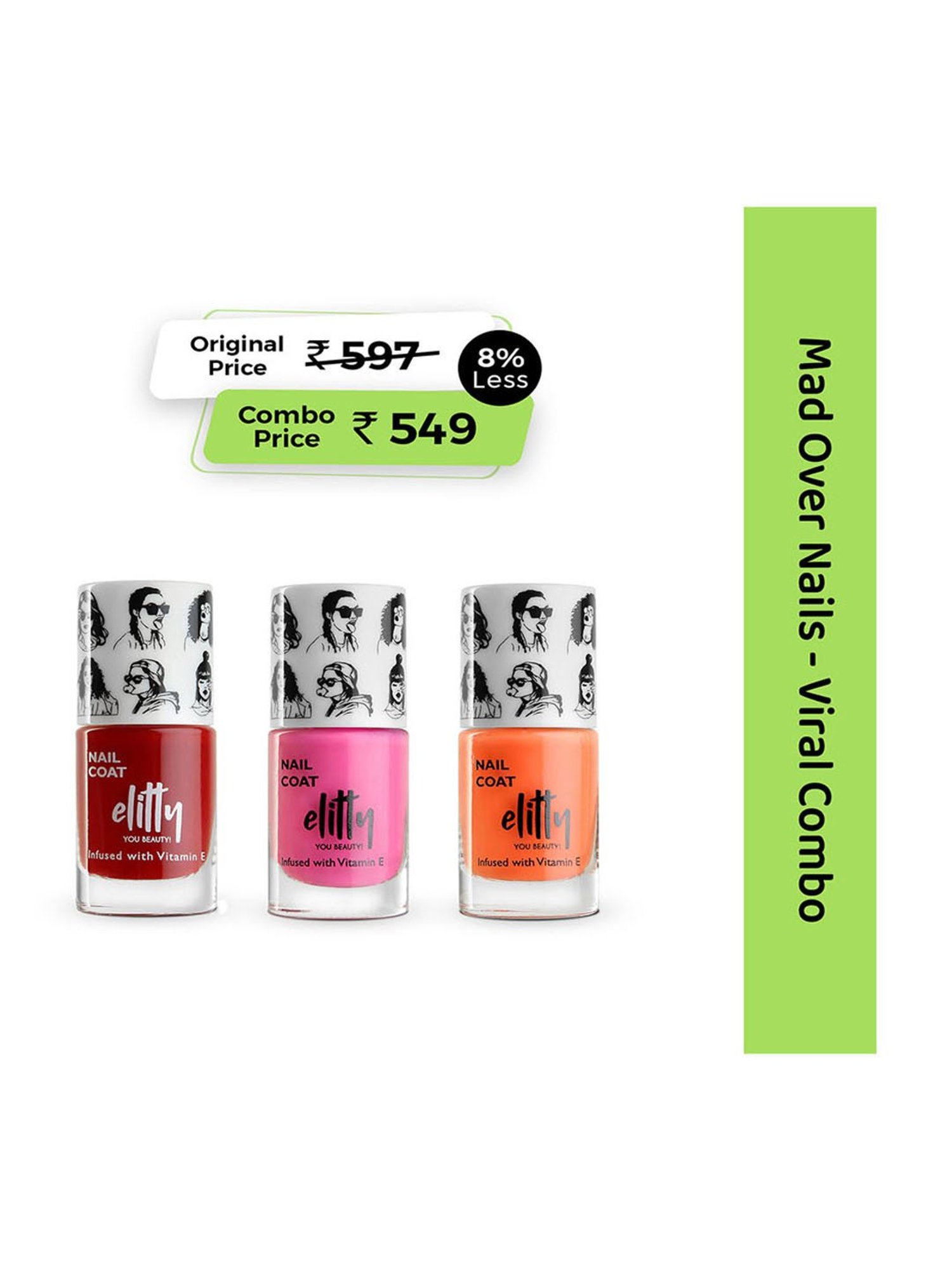 Elitty Mad Over Nails Nail Polish Viral Combo - Pack of 3 - Bad Breakup, Juicy Gossip, Secret Crush