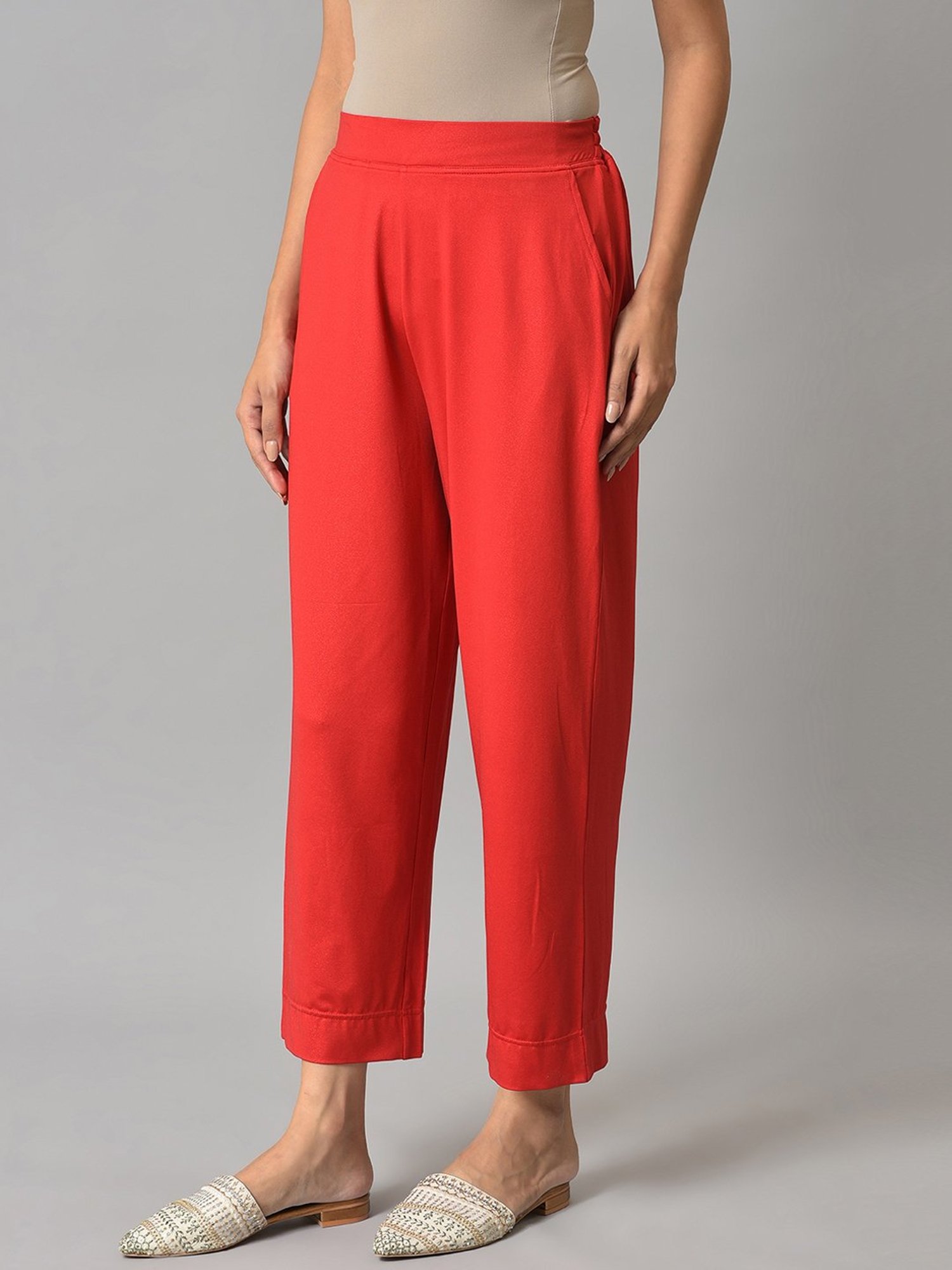 Elleven from Aurelia Red Regular Fit Palazzos