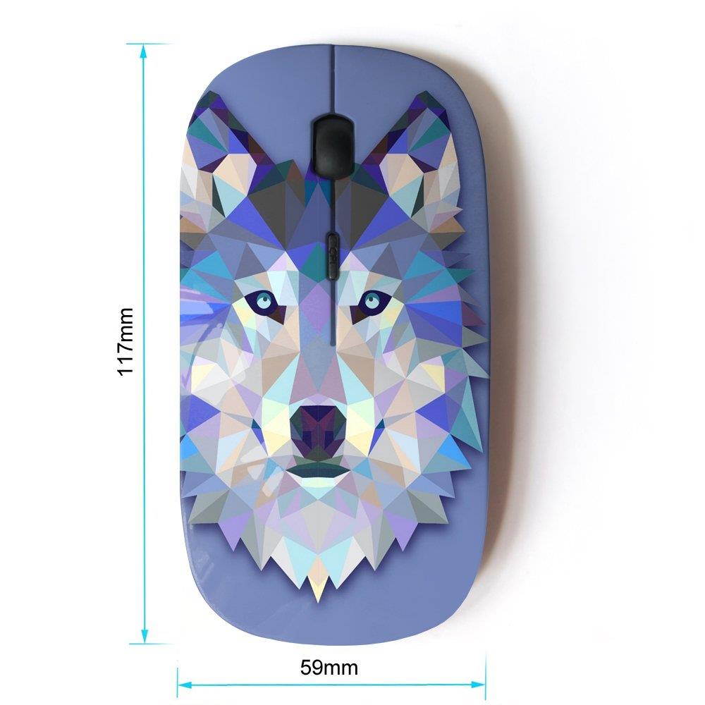 KOOLmouse [ Optical 2.4G Wireless Mouse ] [ Purple Winter Polygon Wolf Art ]