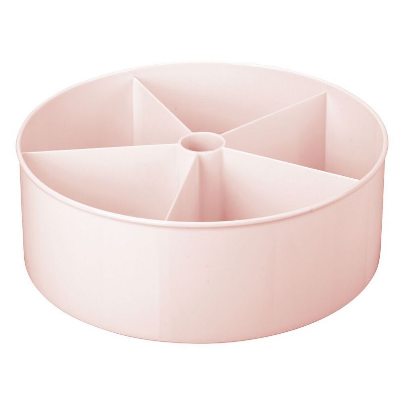 mDesign Divided Lazy Susan Turntable Storage Tray, 11.5" Round - Light Pink