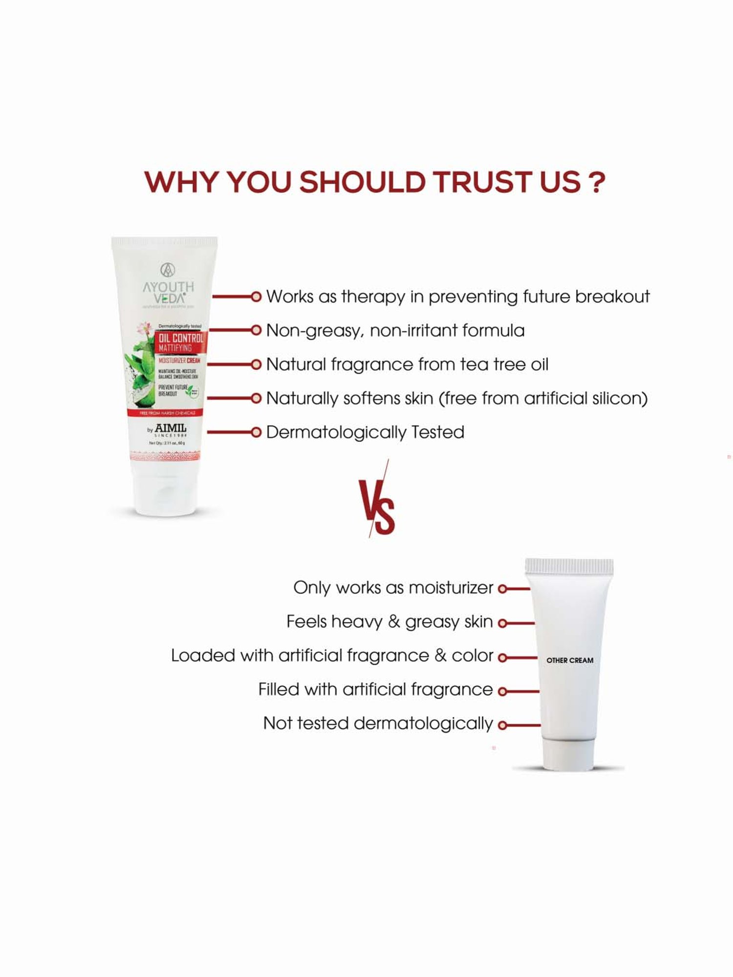 AyouthVeda Oil Control Mattifying Moisturizer Cream - 60 gm