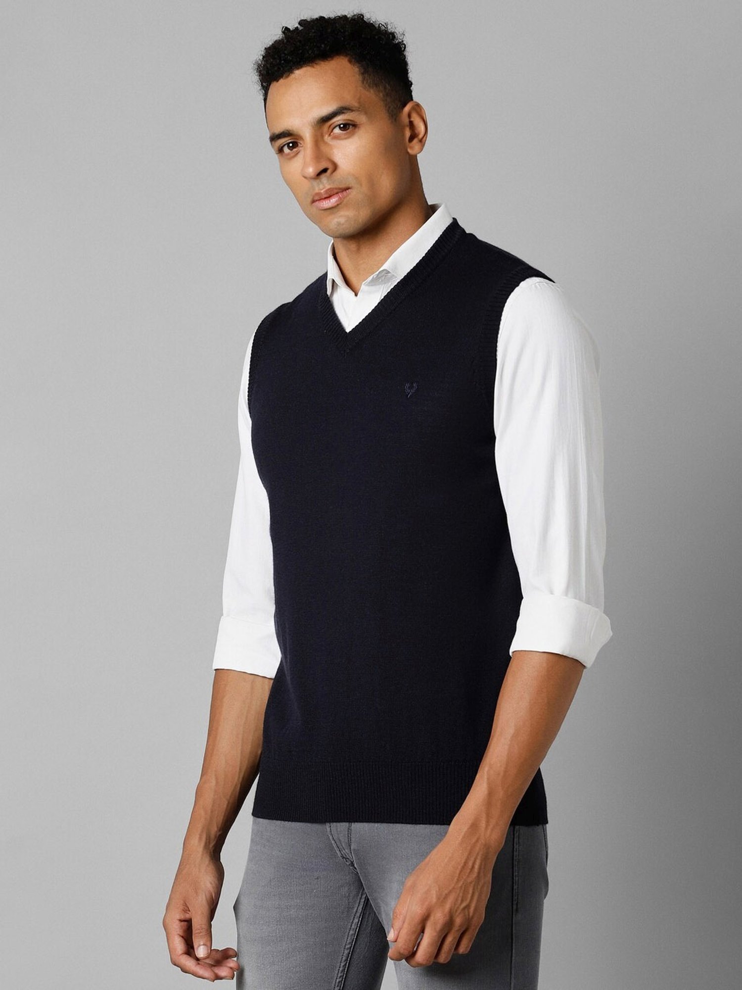 Allen Solly Navy Regular Fit Sweater