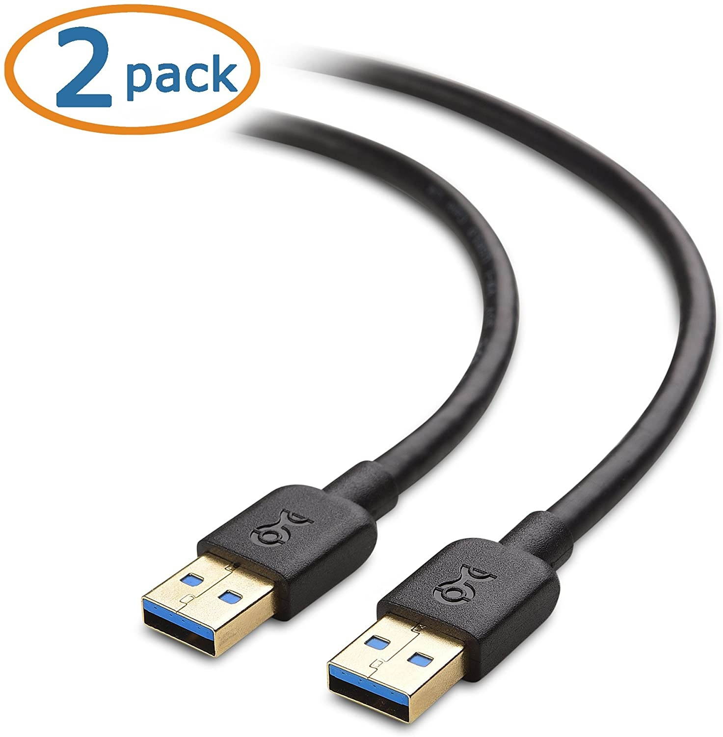 Cable Matters 2-Pack Short USB 3.0 Cable (USB to USB Cable Male to Male) in Black 3 ft
