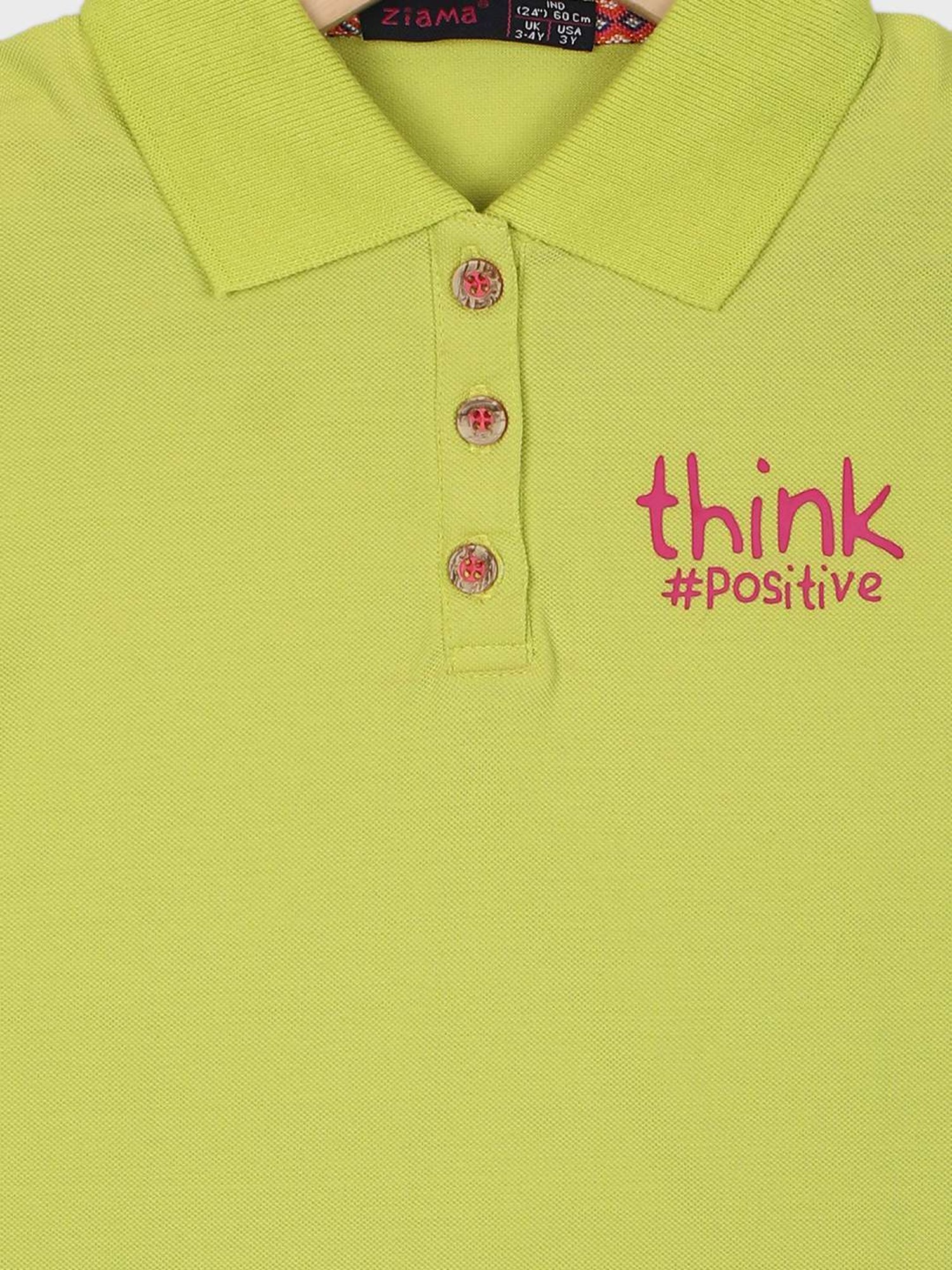 ZIAMA Kids Green Printed Polo T-Shirt