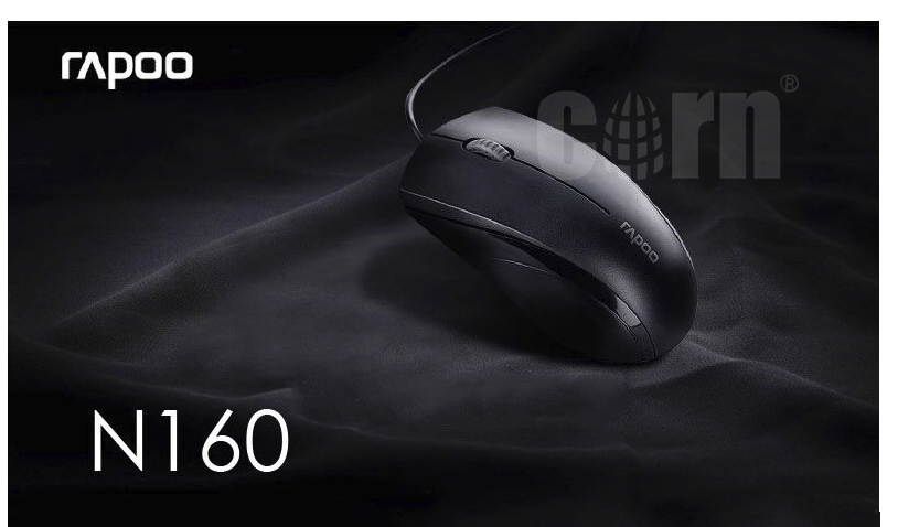 Rapoo N160  Ergonomic Wired White Optical USB Durable Silent Mouse for Office and Gaming, 3 Buttons, Shipped With Big Mouse Pad
