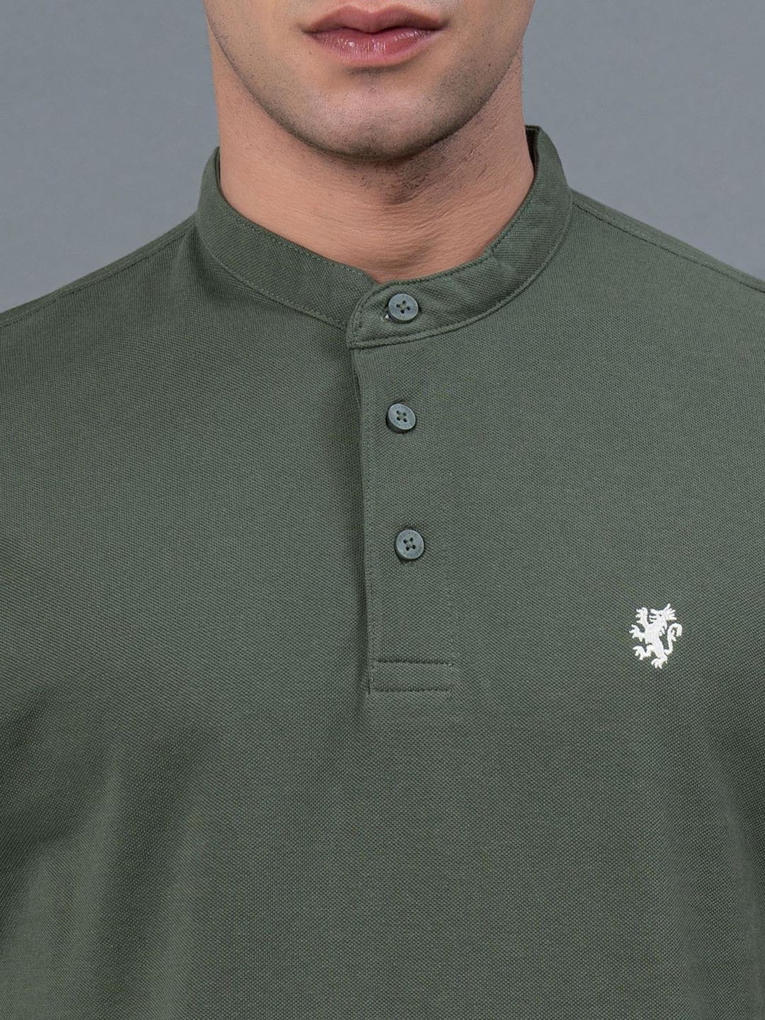 Red Tape Stone Green Regular Fit Cotton T-Shirt