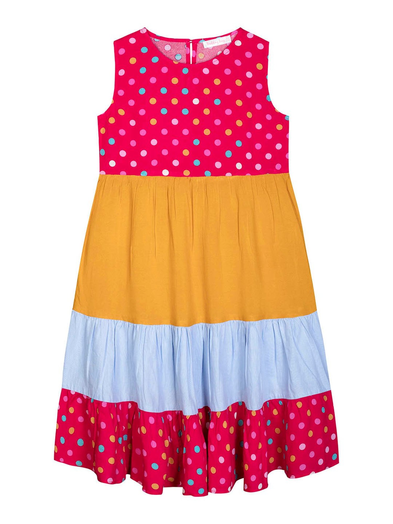 Budding Bees Kids Red & Yellow Color Block Dress