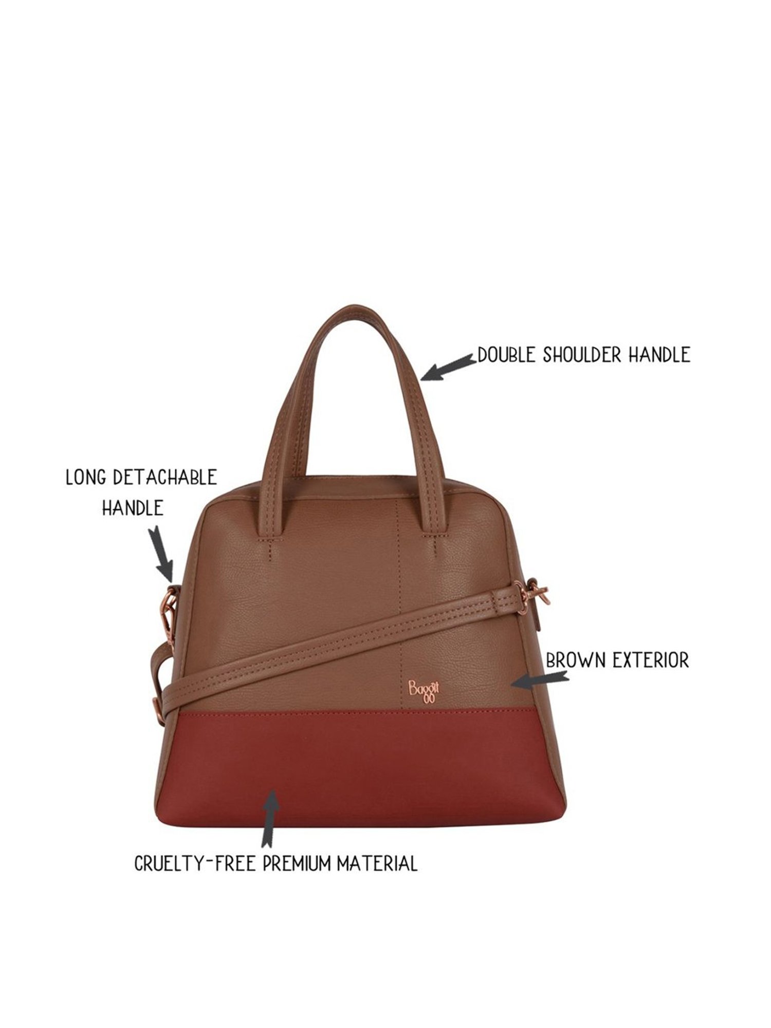 Baggit Brown Color Block Medium Handbag