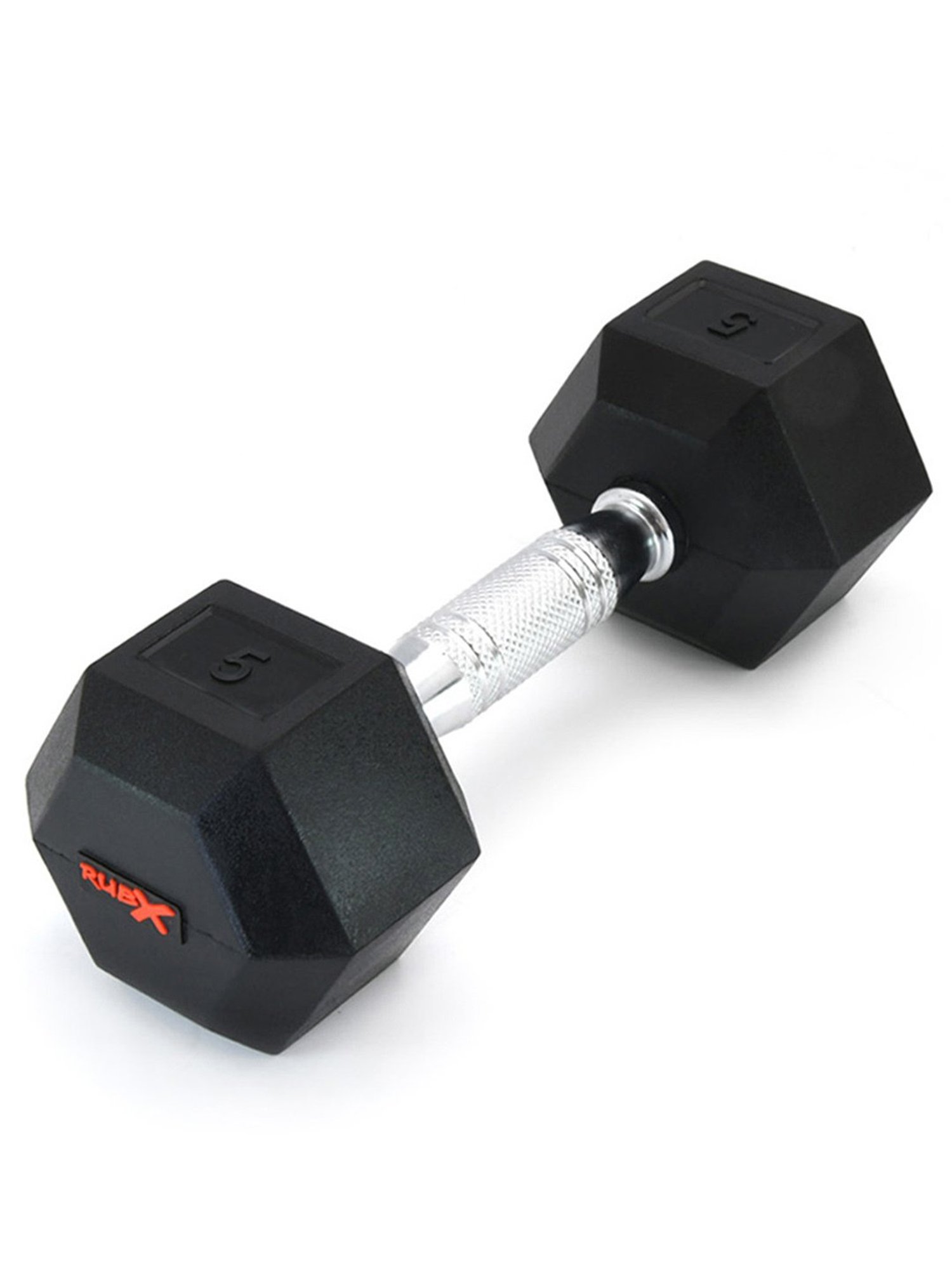 RUBX FITNESS Rubber Encased Solid Hex Dumbbell Single Piece (One Dumbbell Only) (6 KG SINGLE PIECE)