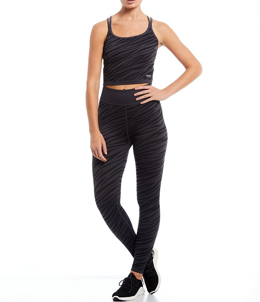 Calvin Klein Performance Zebra Jacquard Low Impact Strappy Back Crop Top